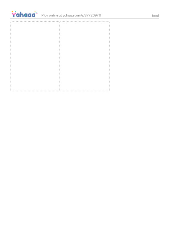 Picture flashcards worksheet for food