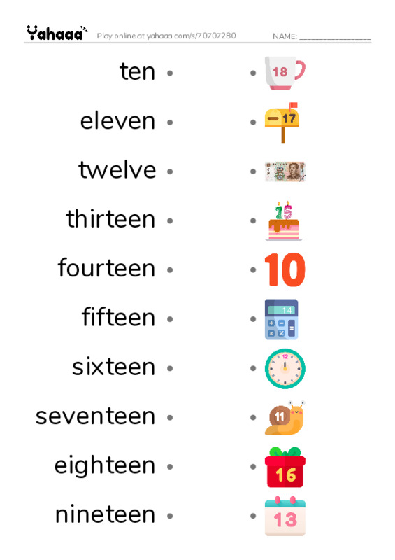 Draw a line to match worksheet for numbers