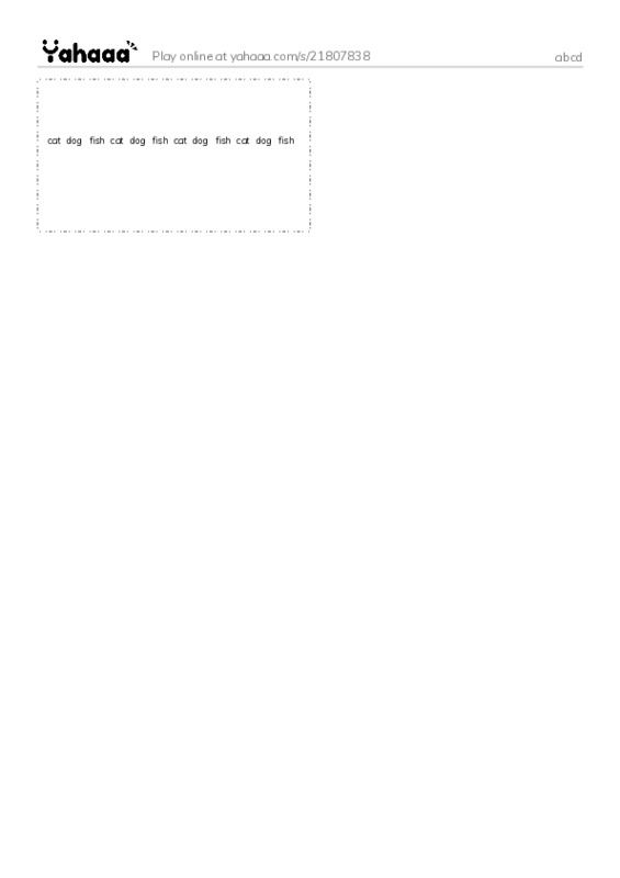 Word flashcards worksheet for abcd
