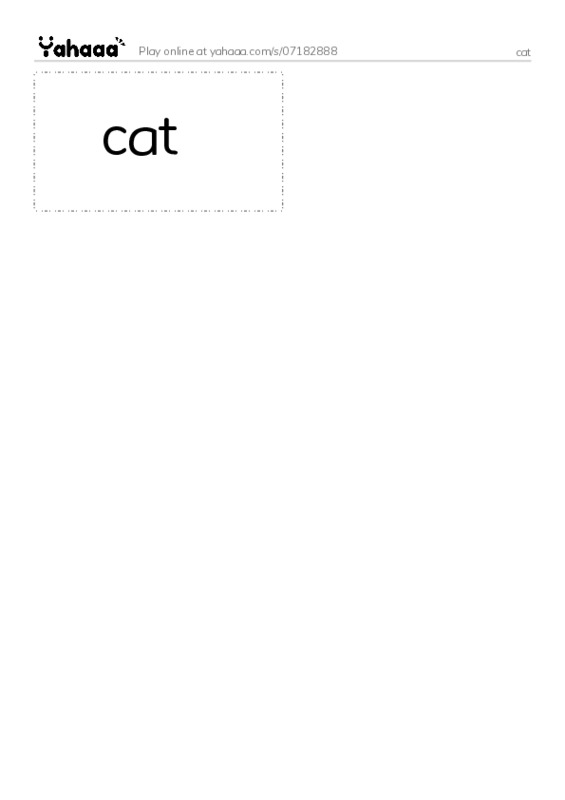 Word flashcards worksheet for cat