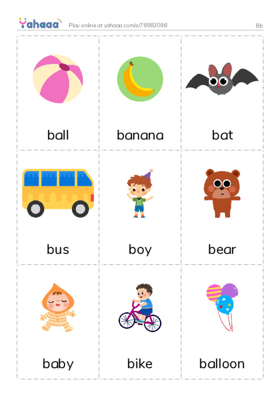 Picture flashcards worksheet for Bb
