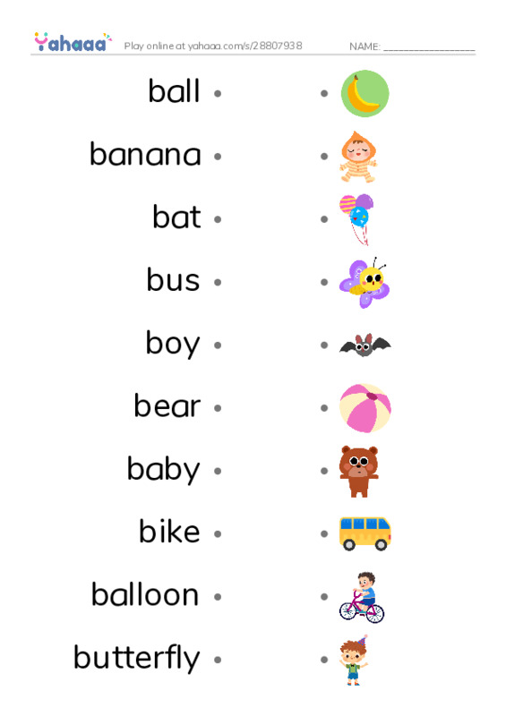 Draw a line to match worksheet for Bb