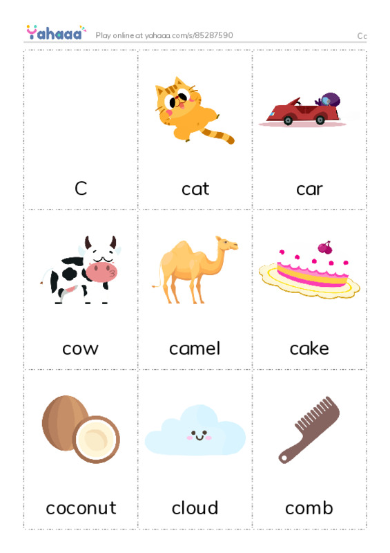 Picture flashcards worksheet for Cc
