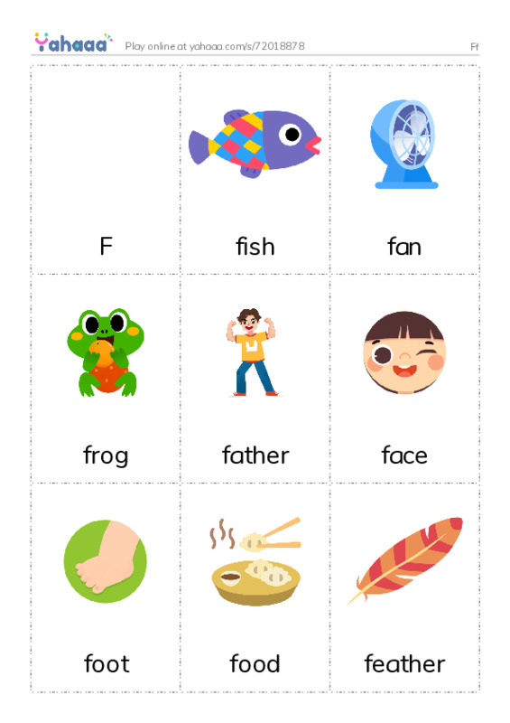 Picture flashcards worksheet for Ff