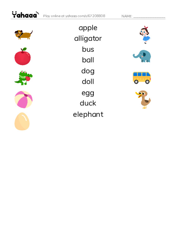 abcde PDF three columns match words