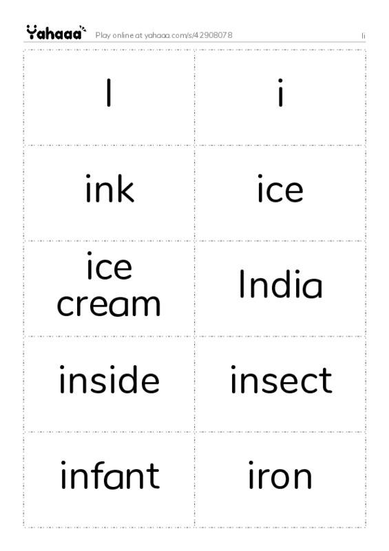 Word flashcards worksheet for Ii