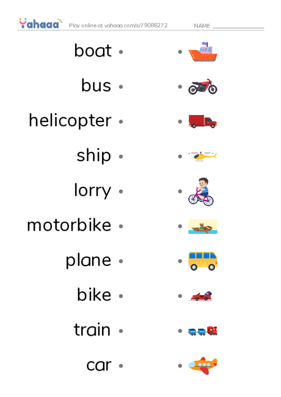 Draw a line to match worksheet for Kid's Box 1 Unit 10