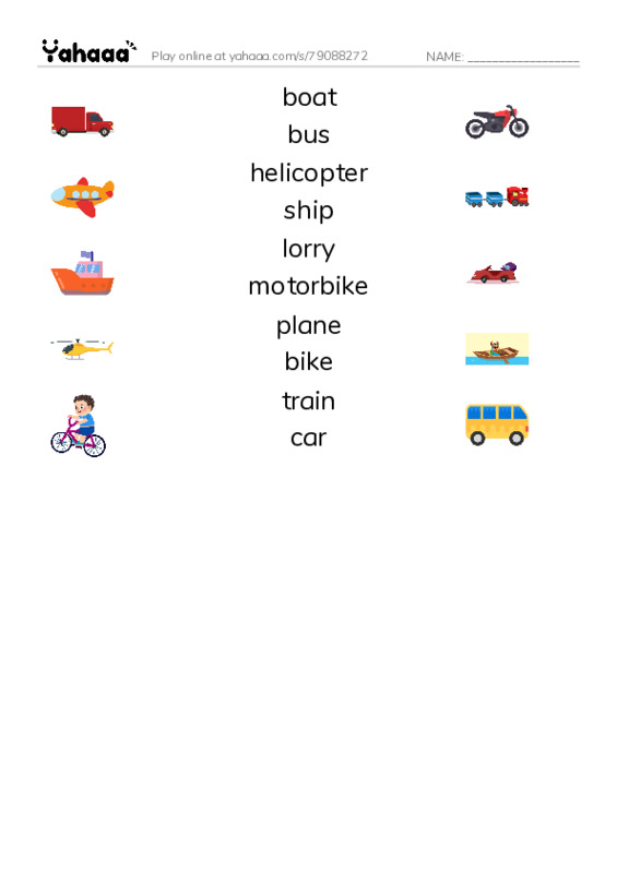 Match both sides worksheet for Kid's Box 1 Unit 10
