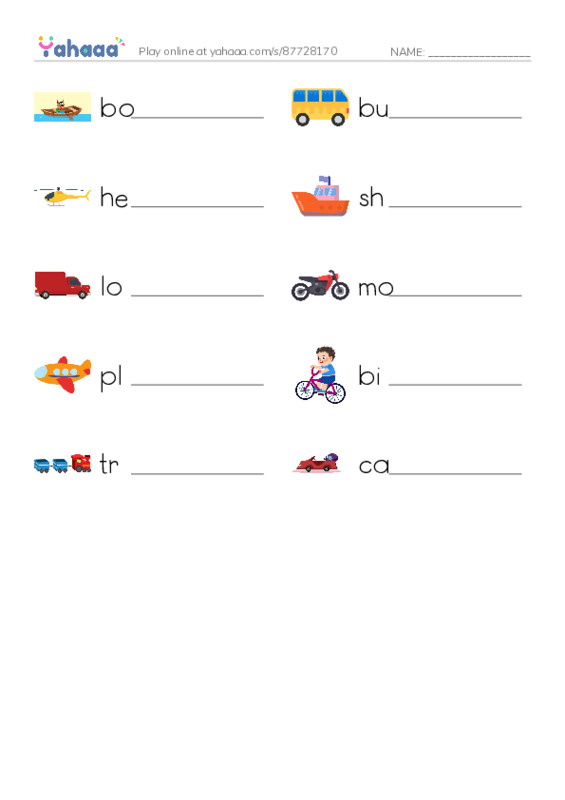Write the word rows worksheet for Kid's Box 1 Unit 10