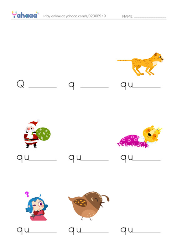 Finish the word worksheet for Qq