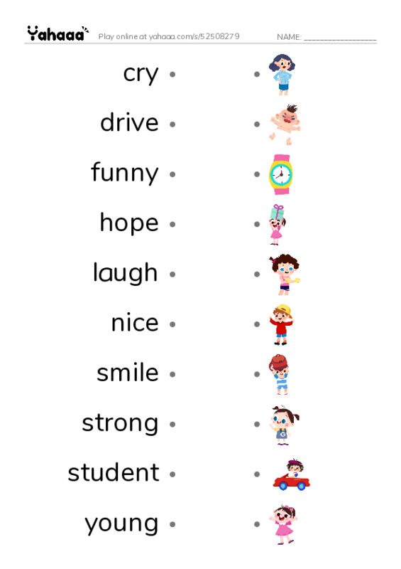 Draw a line to match worksheet for Words for fun