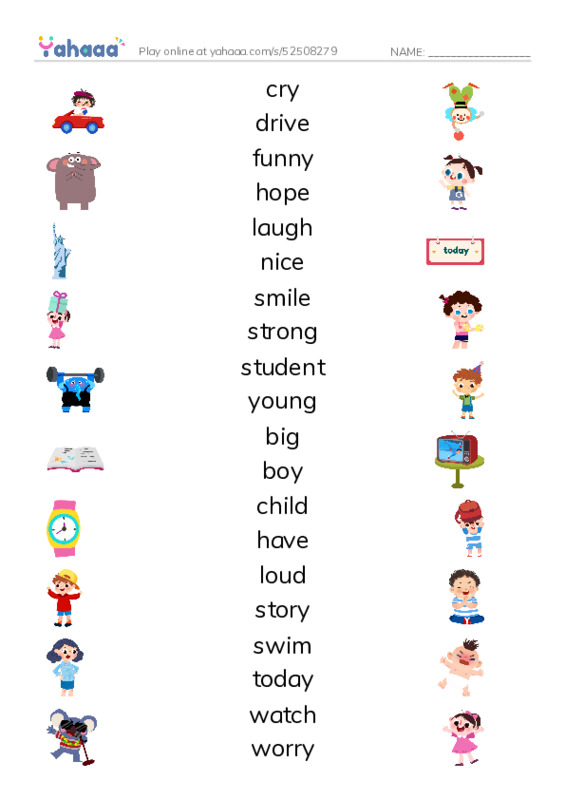 Match both sides worksheet for Words for fun