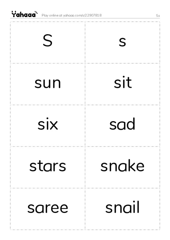 Word flashcards worksheet for Ss