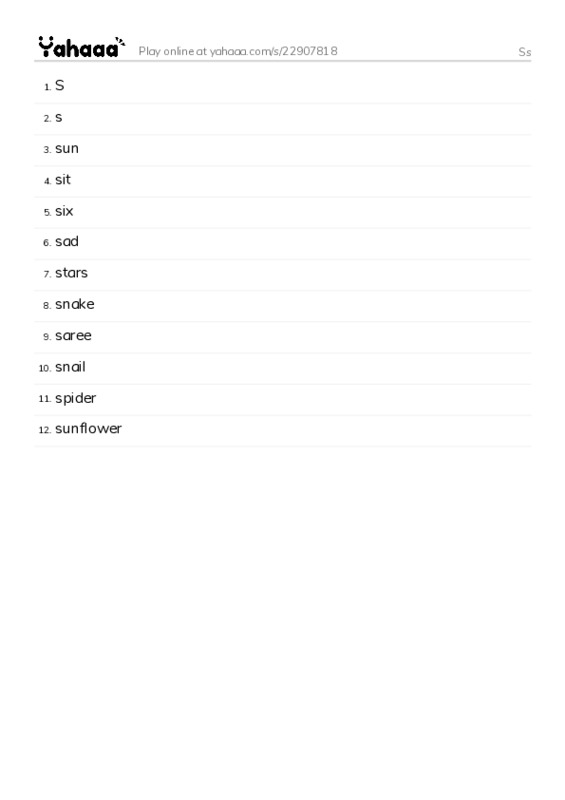 Word list with meanings worksheet for Ss