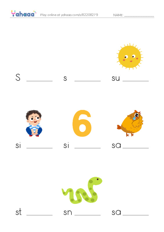 Finish the word worksheet for Ss