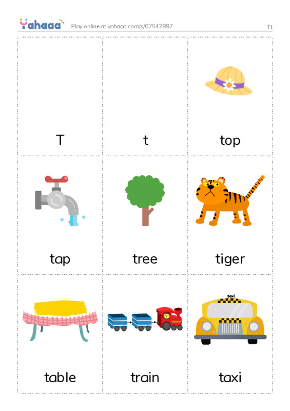 Picture flashcards worksheet for Tt