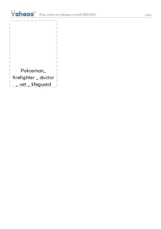Picture flashcards worksheet for Jobs