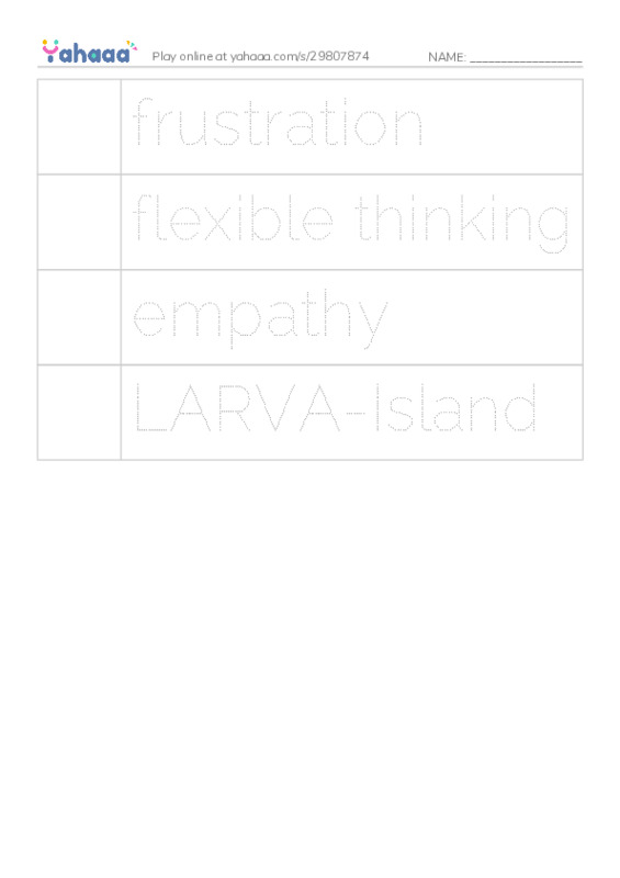 Picture and word rows worksheet for YDKJ Movies