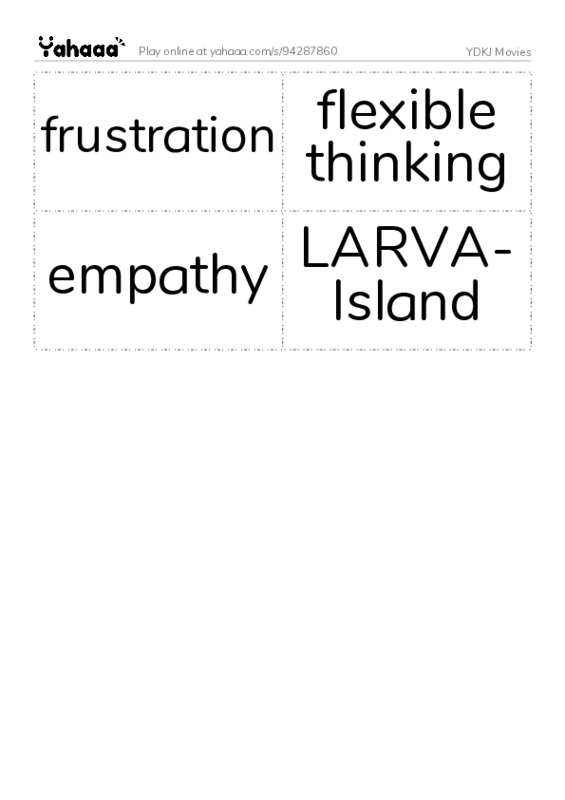 Word flashcards worksheet for YDKJ Movies