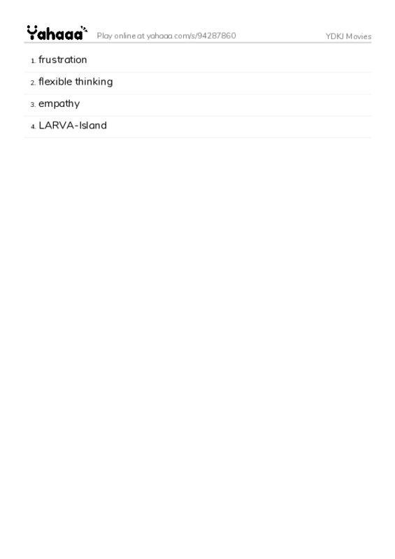 Word list with meanings worksheet for YDKJ Movies
