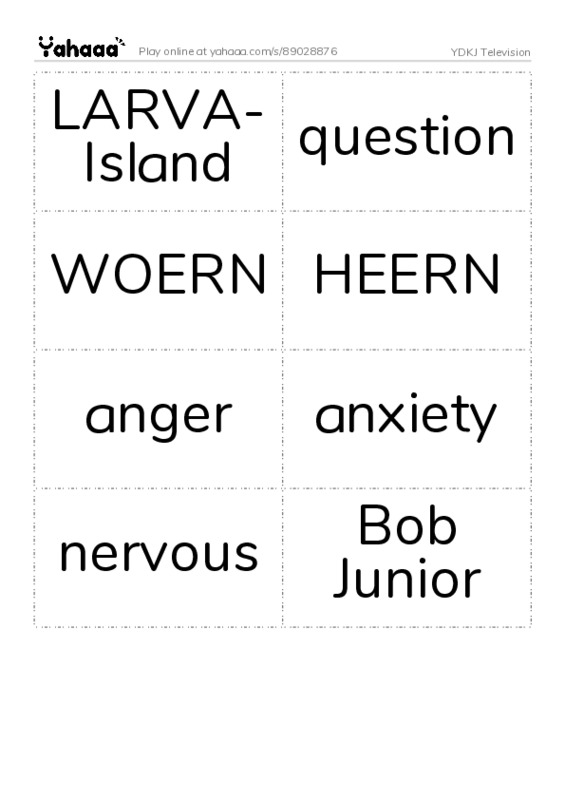 Word flashcards worksheet for YDKJ Television
