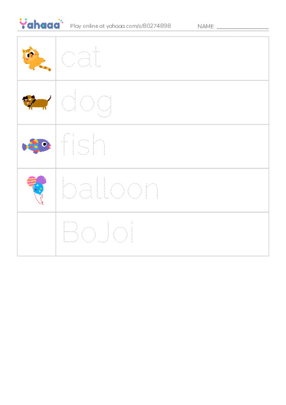 Picture and word rows worksheet for JEOPARDY! vocabulary