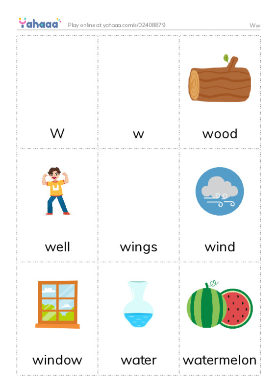 Picture flashcards worksheet for Ww