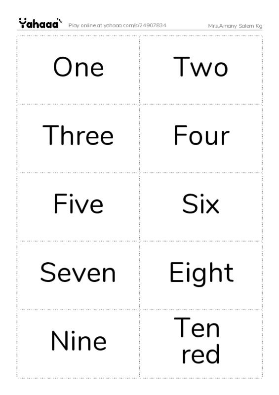 Word flashcards worksheet for Mrs,Amany Salem Kg