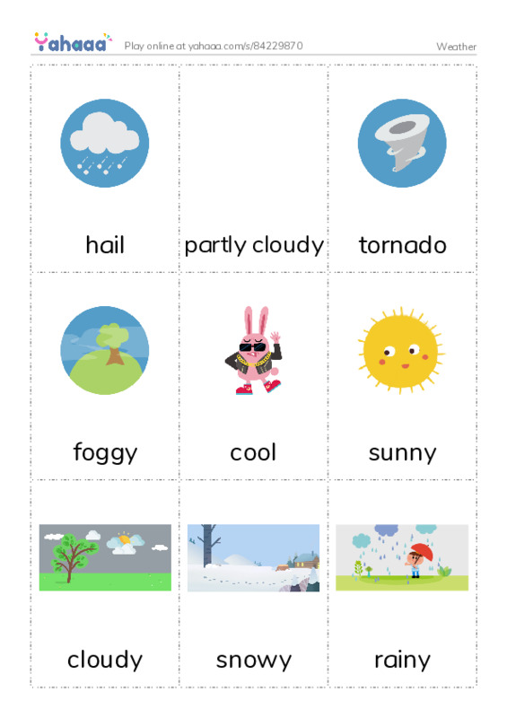 Picture flashcards worksheet for Weather