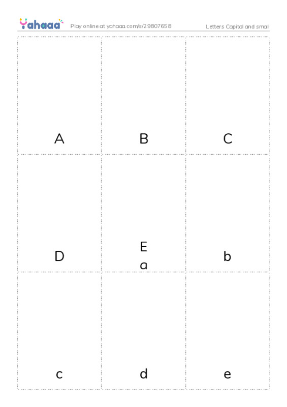 Picture flashcards worksheet for Letters Capital and small