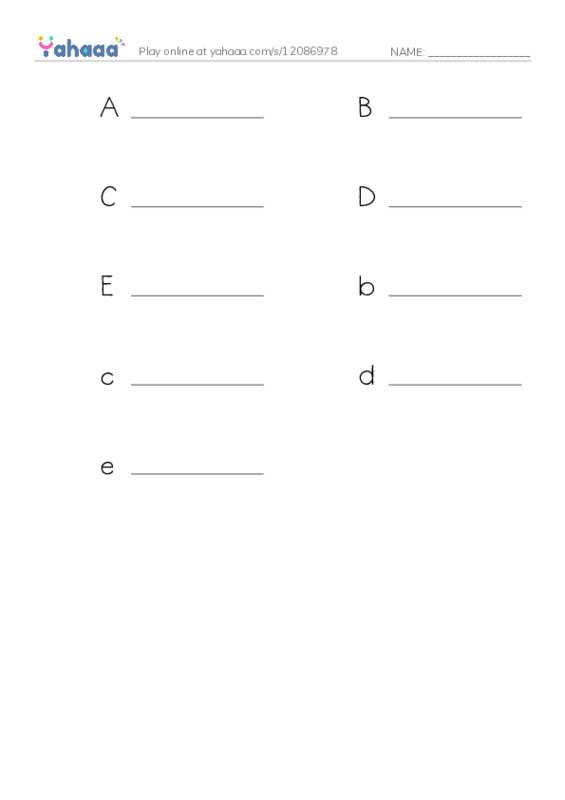 Write the word rows worksheet for Letters Capital and small