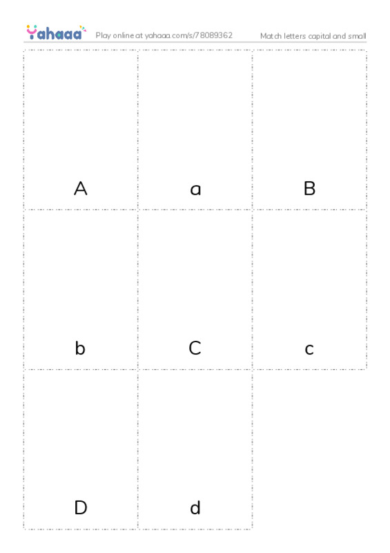 Picture flashcards worksheet for Match letters capital and small