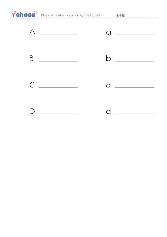 Write the word rows worksheet for Match letters capital and small