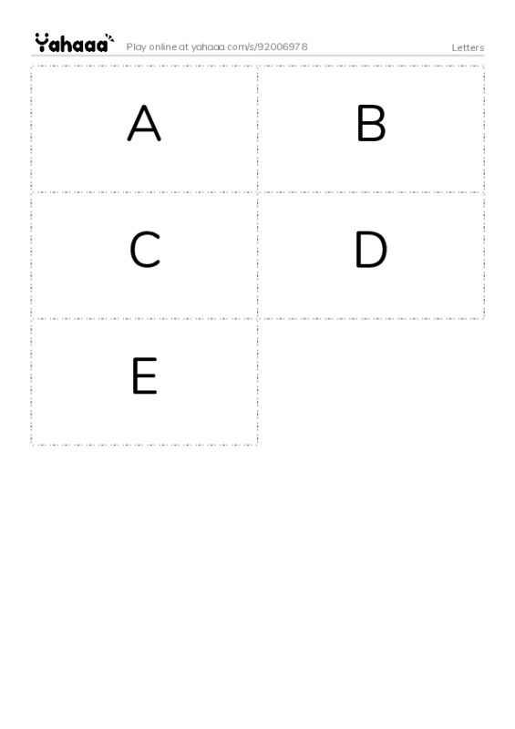 Word flashcards worksheet for Letters