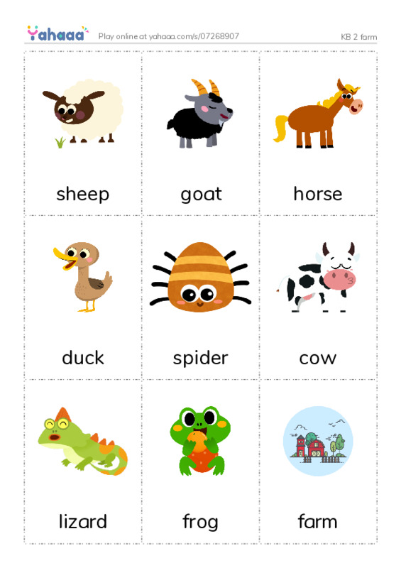 Picture flashcards worksheet for KB 2 farm