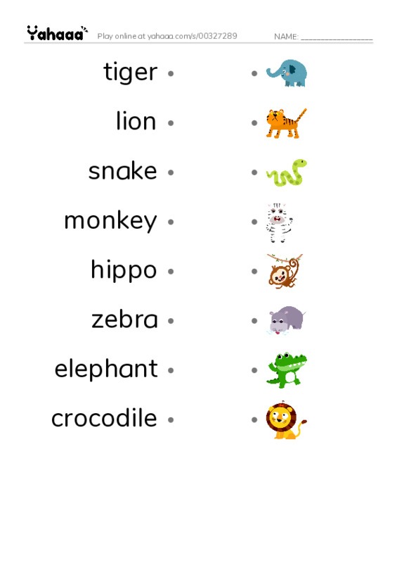 Free worksheet on KB 1 Animals - Link match words worksheet | Yahaaa!