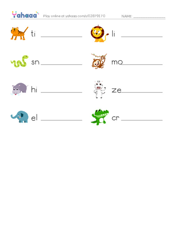 Free worksheet on KB 1 Animals - Worksheet writing row | Yahaaa!