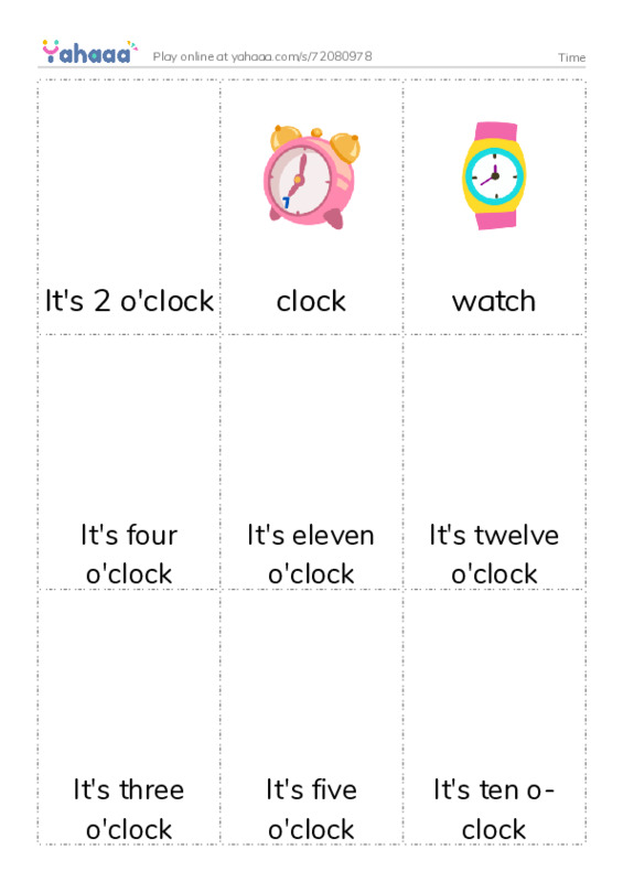 Picture flashcards worksheet for Time
