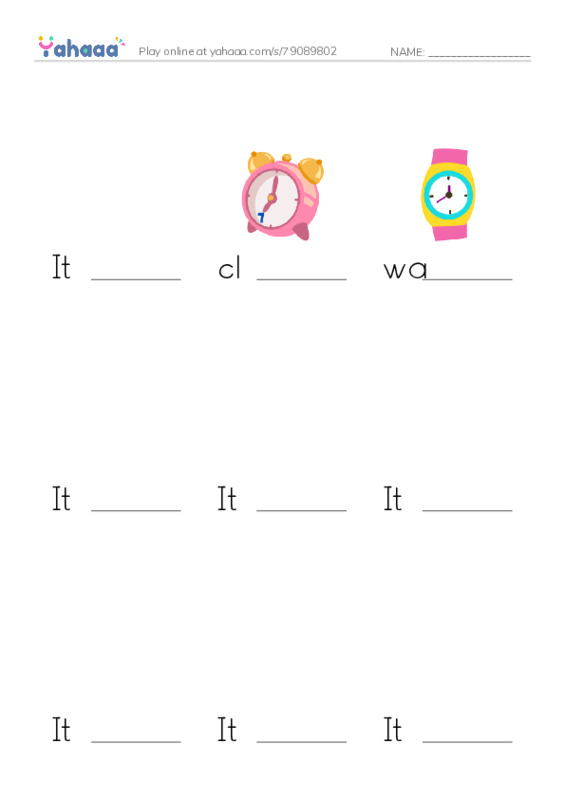 Finish the word worksheet for Time