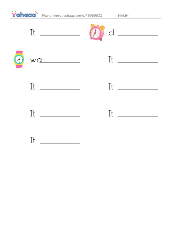 Write the word rows worksheet for Time