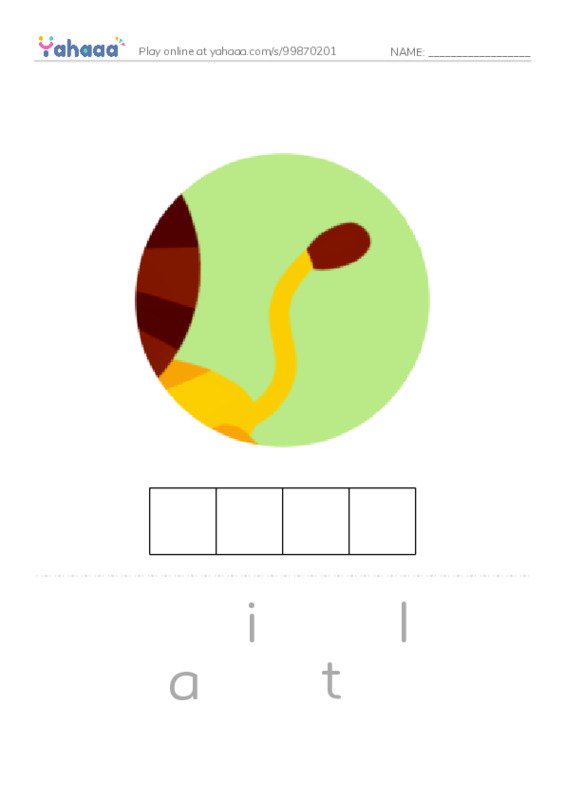 Letter scramble puzzle worksheet for kb 1 legs and tails