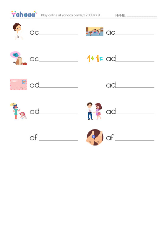 Write the word rows worksheet for 1000 Basic English Word Game A2