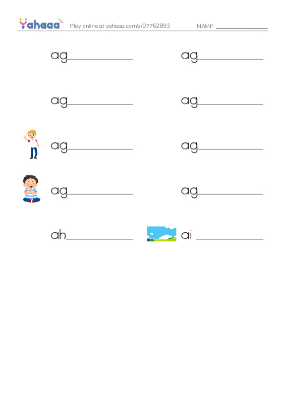 Write the word rows worksheet for 1000 Basic English Word Game A3