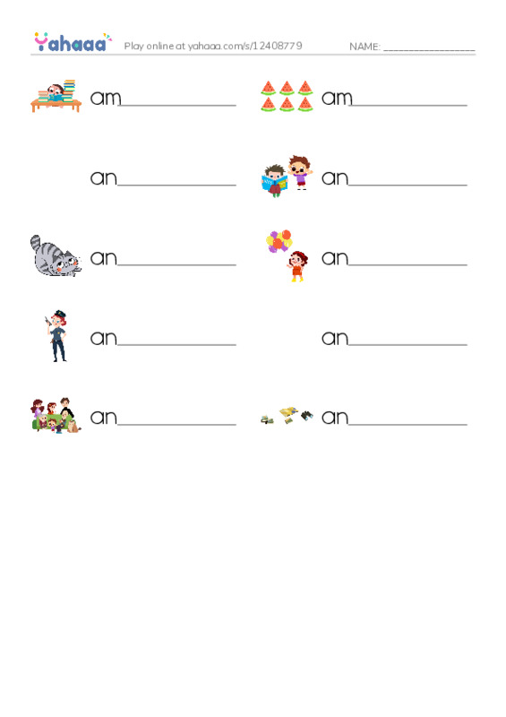 Write the word rows worksheet for 1000 Basic English Word Game A5