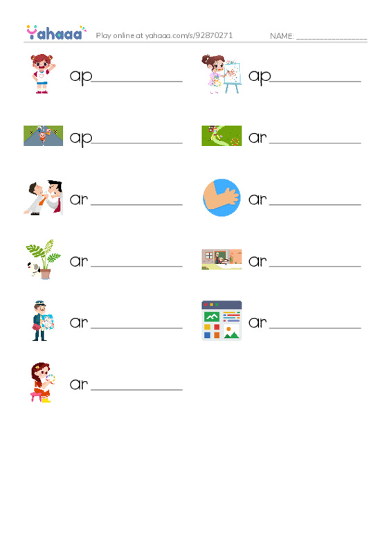Write the word rows worksheet for 1000 Basic English Word Game A6