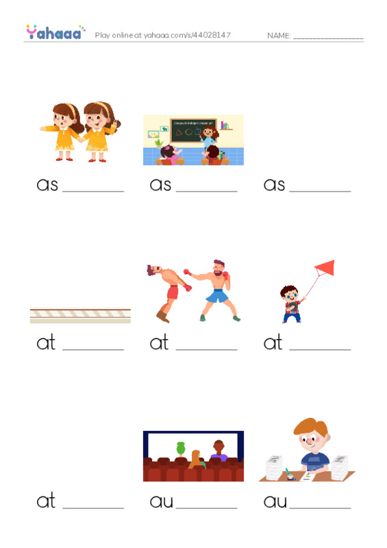Finish the word worksheet for 1000 Basic English Word Game A7
