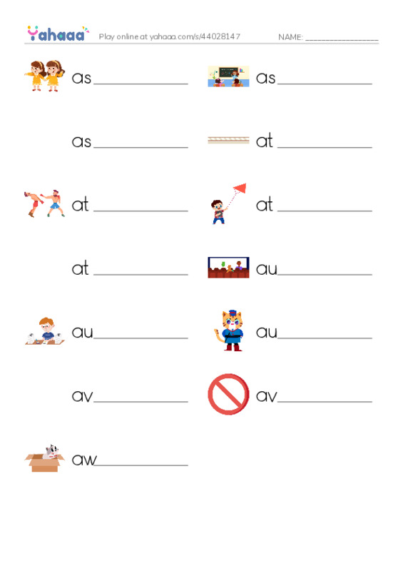 Write the word rows worksheet for 1000 Basic English Word Game A7