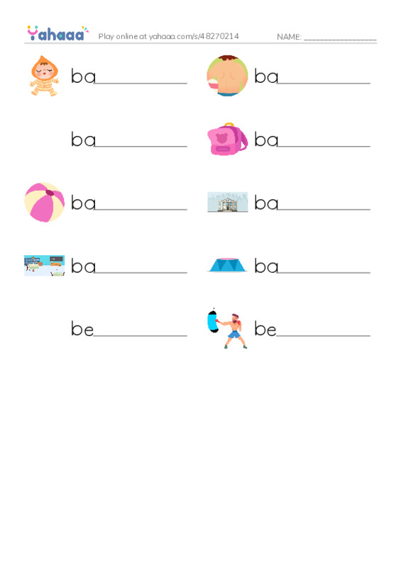Write the word rows worksheet for 1000 Basic English Word Game B1