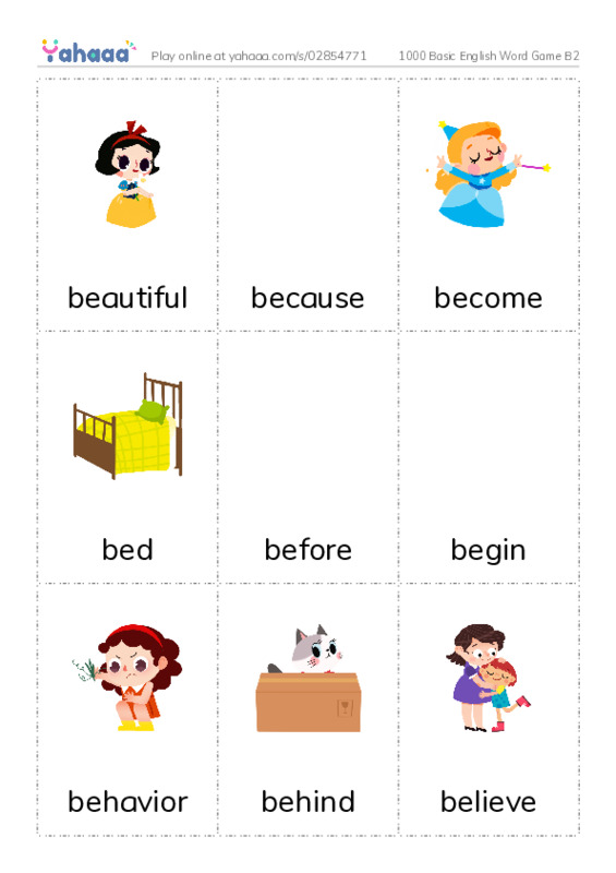 Picture flashcards worksheet for 1000 Basic English Word Game B2