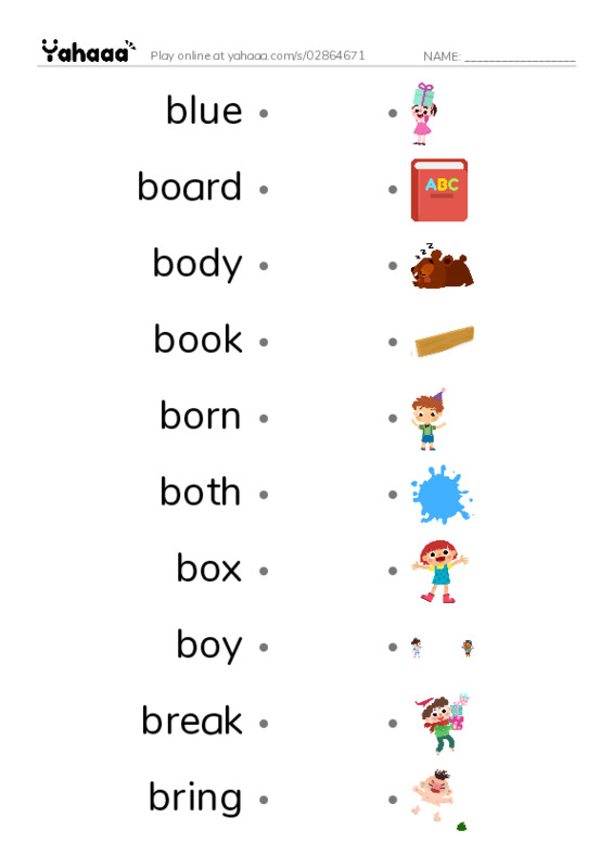 Draw a line to match worksheet for 1000 Basic English Word Game B4